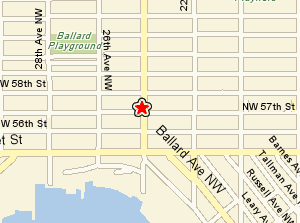 Street map to Seattle Public Library in Ballard